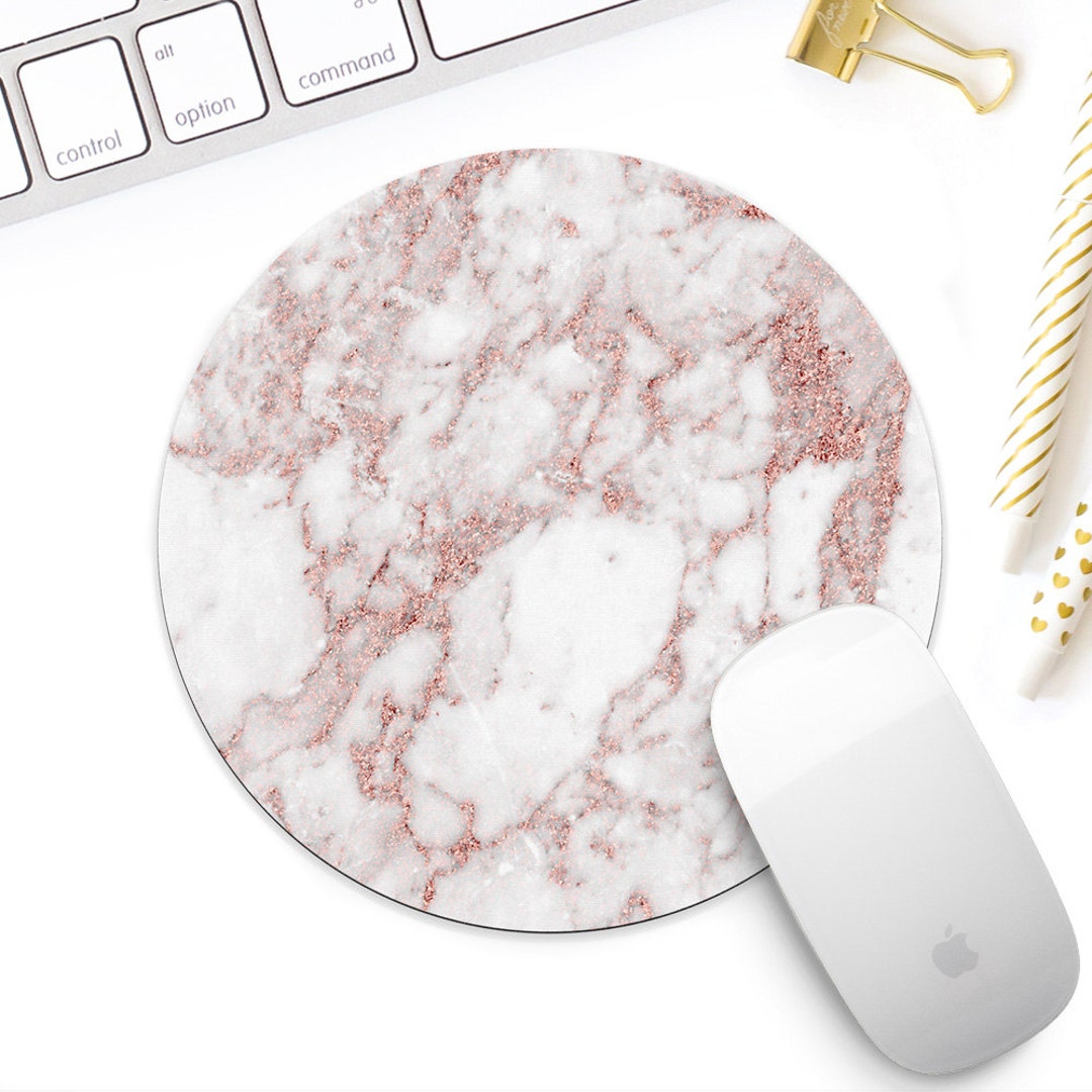 White Marble and Rose Gold Mouse Pad for Her Rose Gold - Etsy