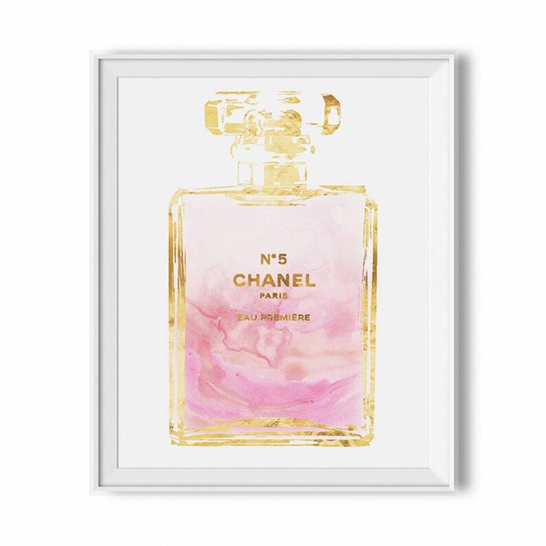 Chanel No 5 Print Fashion Illustration Gold Foil Gift Print | Etsy