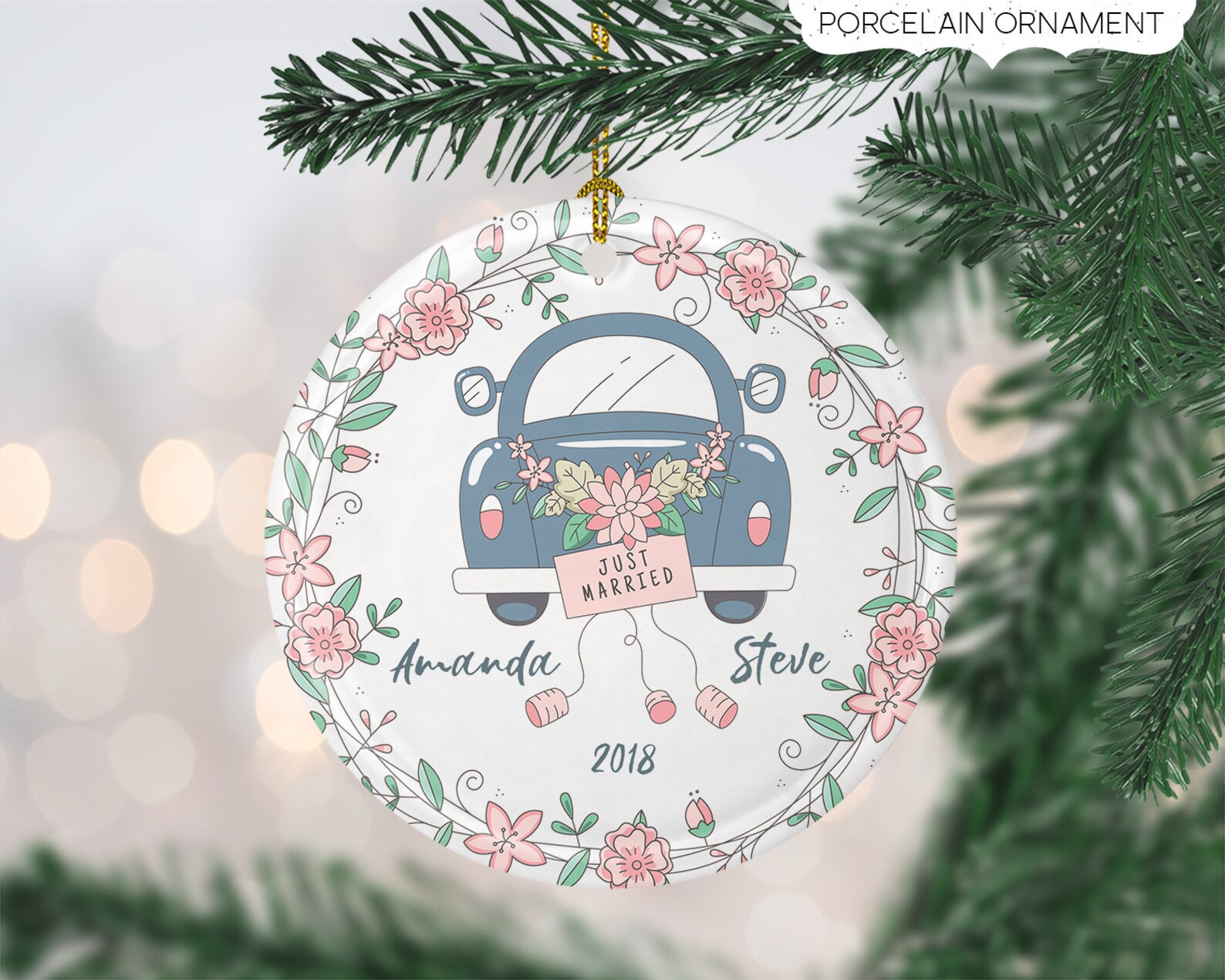 Just Married Gift Ornament Personalized Our First Christmas Etsy
