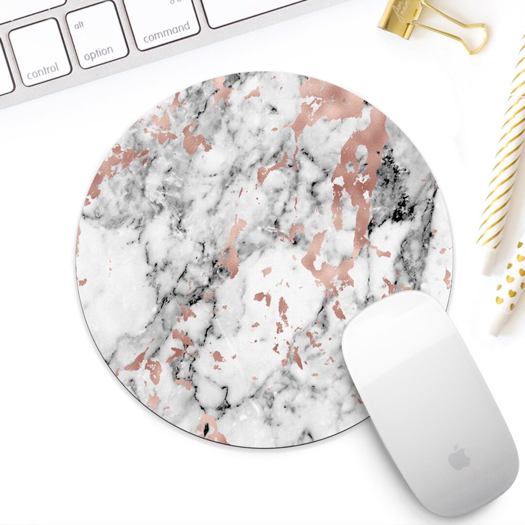 White Marble and Rose Gold Mouse Pad for Her Rose Gold Desk - Etsy