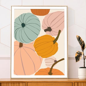 Modern Pumpkin Wall Art, Autumn Wall Art, Modern Fall print, Minimalist Autumn Digital Print, Large Pumpkin Print, Modern Fall Wall Art,