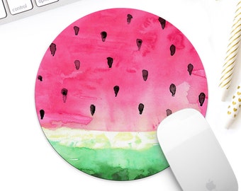 Watermelon Watercolor mouse pad for her, Summer Fresh Watermelon mousepad desk accessory, coworker gift for her, juicy watermelon decor