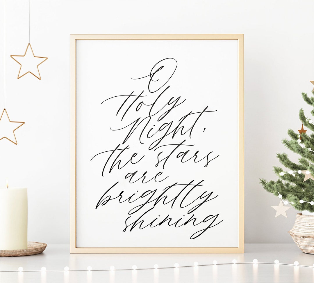 O Holy Night Print, Printable Christmas Decor, Hymn Christmas Print ...