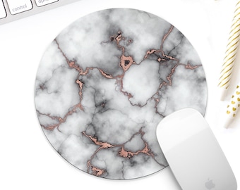 White Marble With Rose Gold Mouse Pad For Her, Rose Gold Desk Accessory, Rose Gold Office Decor, New Job Gift, Coworker Gift