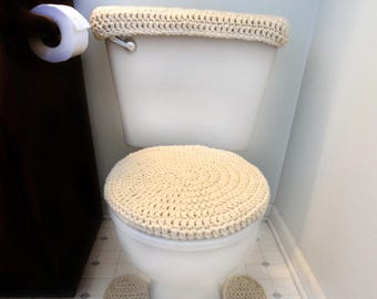 Toilet Cover Set and Contour Rug - PDF Crochet Pattern - Instant Download