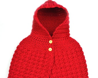 Cozy Hooded Poncho - 4 Sizes - PDF Crochet Pattern - Instant Download