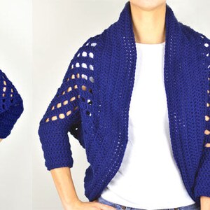 Striped Eyelet Chunky Shrug - PDF Crochet Pattern - Instant Download