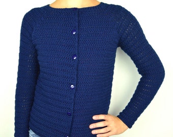 First-Timer Cardigan Sweater - 9 Sizes - PDF Crochet Pattern - Instant Download