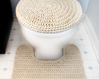 Toilet Seat Cover and Contour Rug - PDF Crochet Pattern - Instant Download