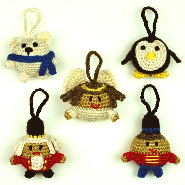 Christmas Character Ball Ornaments - Set #2 - PDF Crochet Pattern - Instant Download