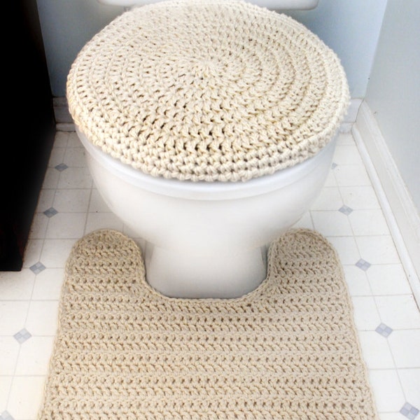 Toilet Seat Cover and Contour Rug - PDF Crochet Pattern - Instant Download