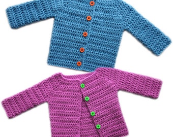 Classic Baby Cardigan Sweater (5 Sizes) - PDF Crochet Pattern - Instant Download