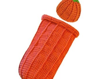 Pumpkin Baby Cocoon with Hat - PDF Crochet Pattern - Instant Download