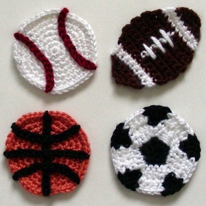 Sport Ball Appliques - PDF Crochet Pattern - Instant Download