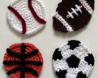 Sport Ball Appliques - PDF Crochet Pattern - Instant Download