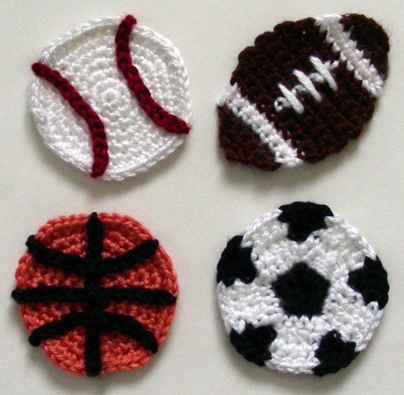 Sport Ball Appliques PDF Crochet Pattern Instant Download zdjęcie 1