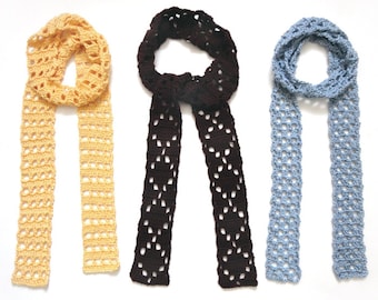 Eyelet Skinny Scarves - PDF Crochet Pattern - Instant Download