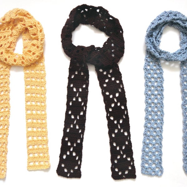 Eyelet Skinny Scarves - PDF Crochet Pattern - Instant Download