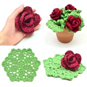 Rose Bush Scrubbie Set PDF Crochet Pattern Instant Download image 2