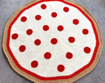 Pepperoni Pizza Blanket - PDF Crochet Pattern - Instant Download