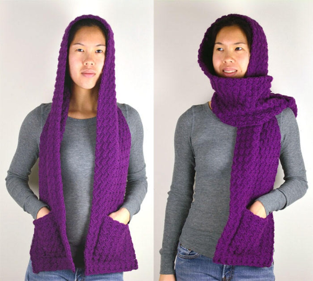 Cozy Hooded Scarf 3 Sizes PDF Crochet Pattern Instant Download - Etsy