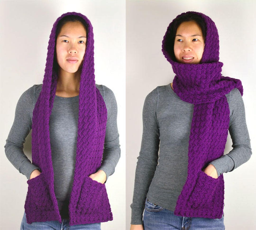 Cozy Hooded Scarf - 3 Sizes - PDF Crochet Pattern - Instant Download - Etsy