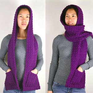 Cozy Hooded Scarf - 3 Sizes - PDF Crochet Pattern - Instant Download