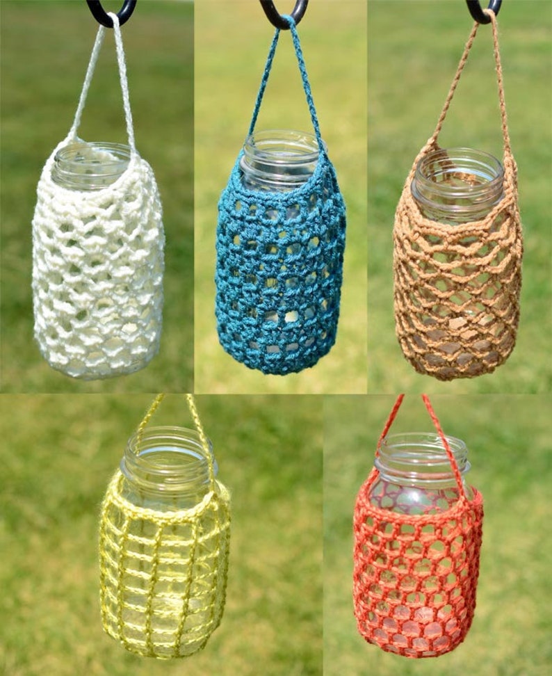 Mason Jar Hangers PDF Crochet Pattern Instant Download image 1