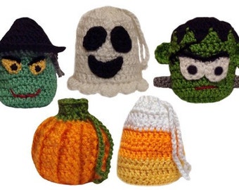 5 Halloween Goodie Bags - PDF Crochet Pattern - Instant Download