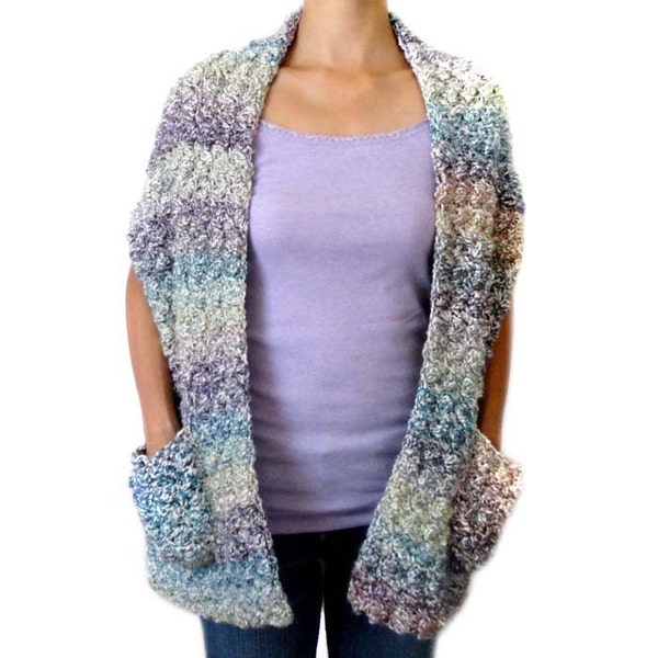 Cozy Shawl Wrap with Pockets - PDF Crochet Pattern - Instant Download