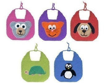 Animal Baby Bibs - PDF Crochet Pattern - Instant Download