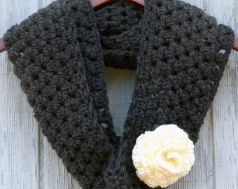 Graphite and Rose Infinity Scarf - PDF Crochet Pattern - Instant Download