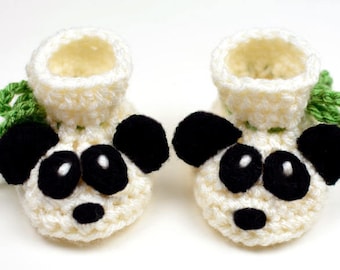 Baby Panda Booties - 3 Sizes - PDF Crochet Pattern - Instant Download