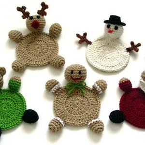 Christmas Character Coasters - PDF Crochet Pattern - Instant Download