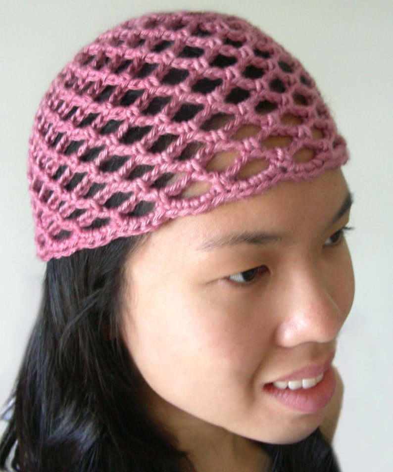Mesh Lace Beanie 5 sizes PDF Crochet Pattern Instant Download image 1