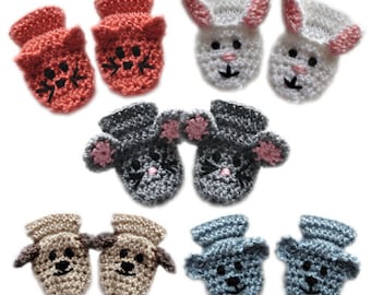 Animal Baby Mittens - PDF Crochet Pattern - Instant Download