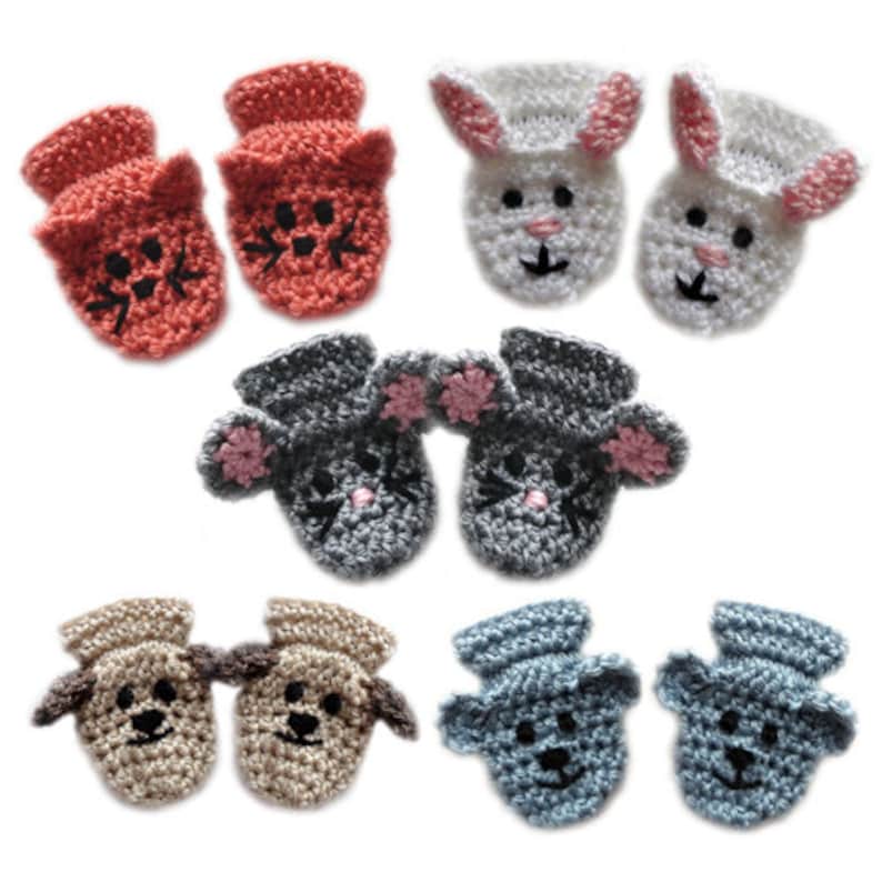Animal Baby Mittens PDF Crochet Pattern Instant Download image 1