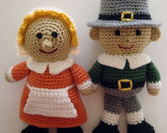 Peter and Patty the Pilgrims - PDF Crochet Pattern - Instant Download