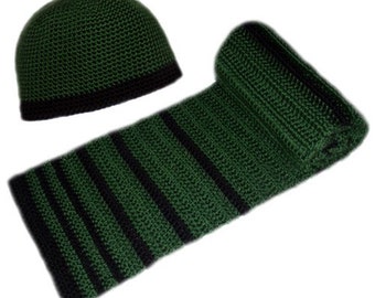 Men's Striped Hat and Scarf Set - PDF Crochet Pattern - Instant Download