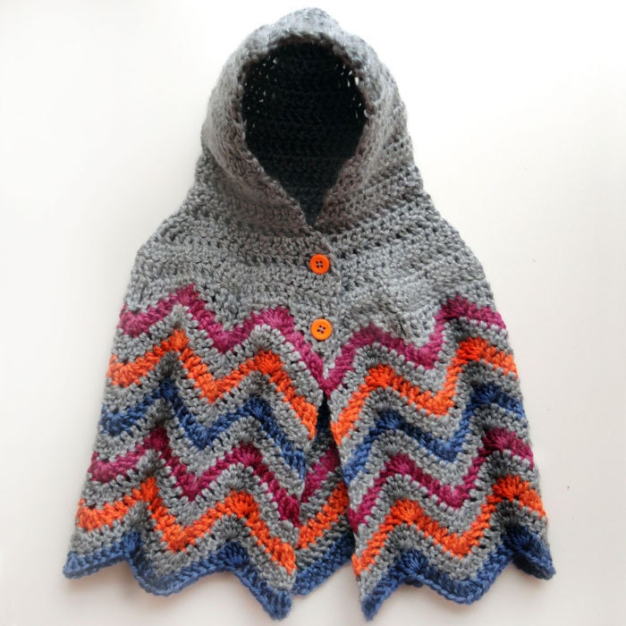 24 Hooded Poncho Crochet Patterns for Cozy Layering, Kids’ Gifts, and Fantasy Makes 22 Hooded Chevron Poncho