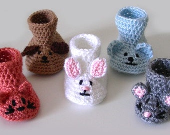 Animal Baby Booties - PDF Crochet Pattern - Instant Download