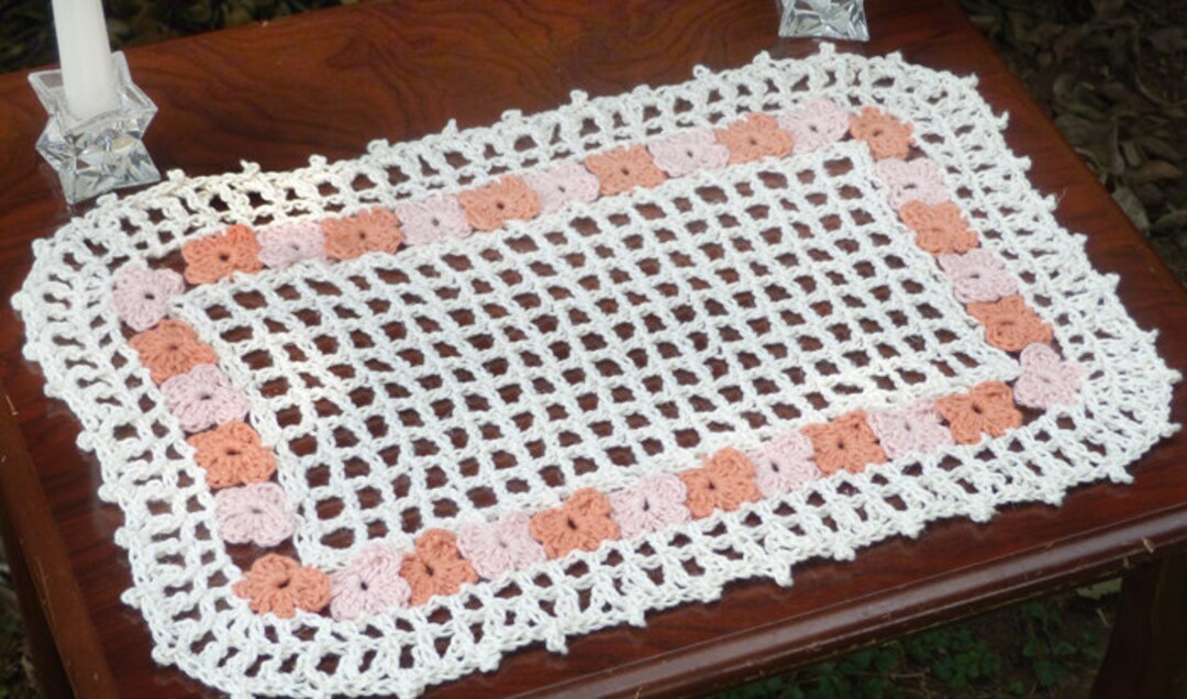 Rectangle Flower Garden Doily PDF Crochet Pattern Instant Download Etsy