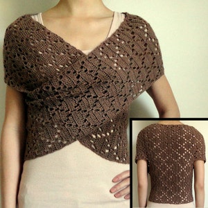 Diamond Eyelet Wrap Sweater - PDF Crochet Pattern - Instant Download