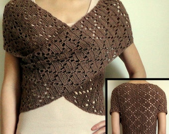 Diamond Eyelet Wrap Sweater - PDF Crochet Pattern - Instant Download