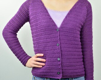 V Neck Cardigan Sweater - 9 Sizes - PDF Crochet Pattern - Instant Download