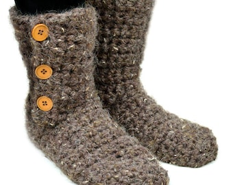 Buttoned Slipper Booties - 9 Sizes - PDF Crochet Pattern - Instant Download