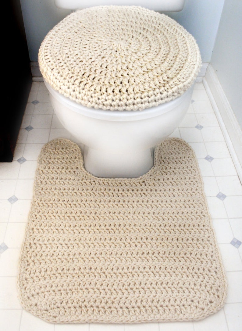 Toilet Seat Cover and Contour Rug PDF Crochet Pattern Instant Download image 1