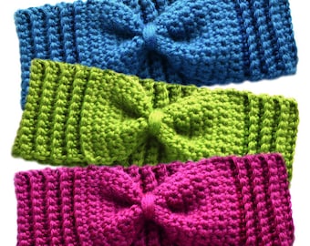 Subtle Bow Ear Warmers - PDF Crochet Pattern - Instant Download