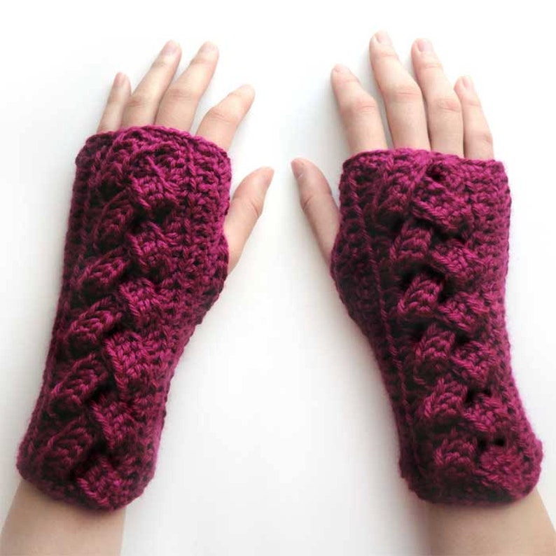 Braided Fingerless Gloves PDF Crochet Pattern Instant Download image 1