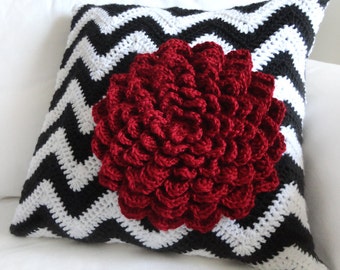 Chevron Flower Pillow Cover - PDF Crochet Pattern - Instant Download